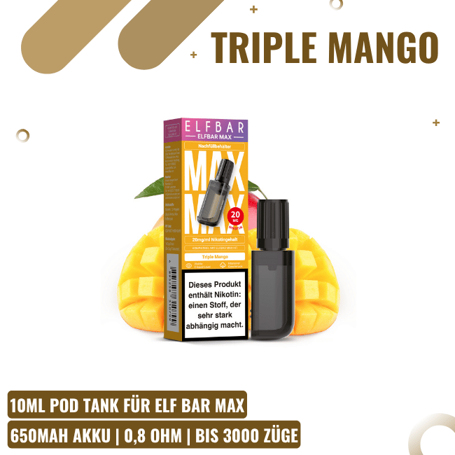 Elf Bar Max Liquid Pod - Triple Mango - 10ml Nikotinsalz