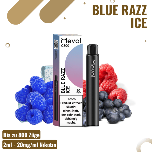 Mevol C800 Vape - Blue Razz Ice - 20mg/ml
