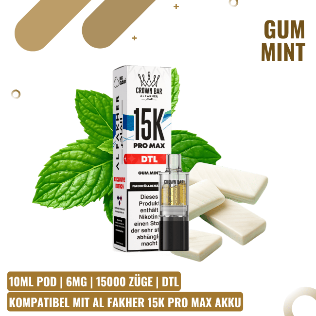 Al Fakher 15K Pro Max Pod 10ml - Gum Mint - DTL