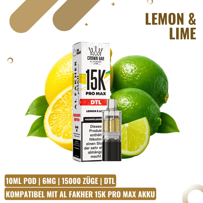 Al Fakher 15K Pro Max Pod 10ml - Lemon & Lime - DTL