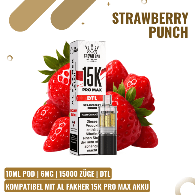 Al Fakher 15K Pro Max Pod 10ml - Strawberry Punch - DTL