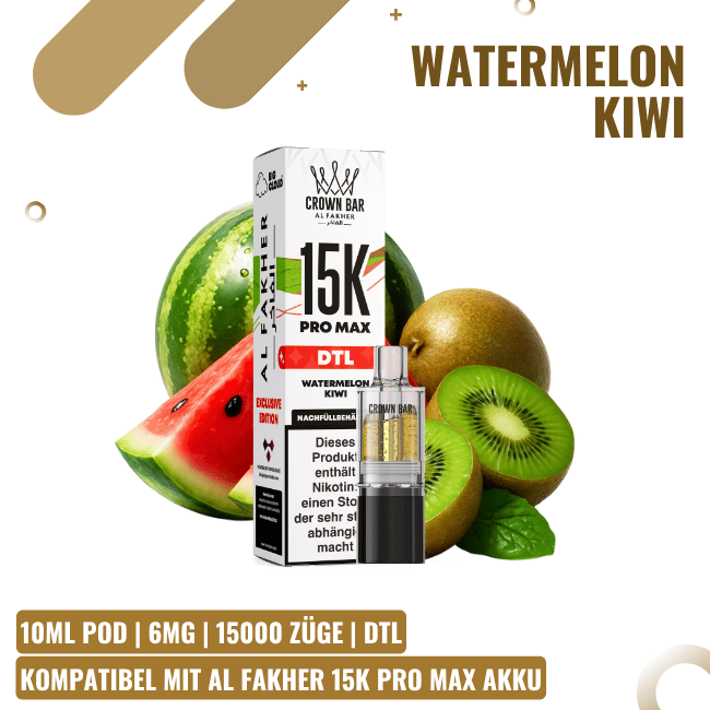 Al Fakher 15K Pro Max Pod 10ml - Watermelon Kiwi - DTL
