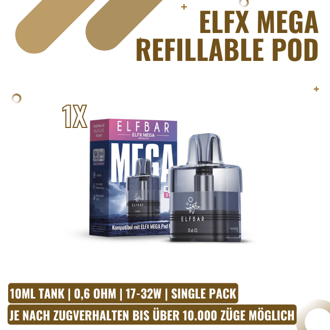Elf Bar ELFX Mega - Refillable Pod - 10ml - 0,6 Ohm