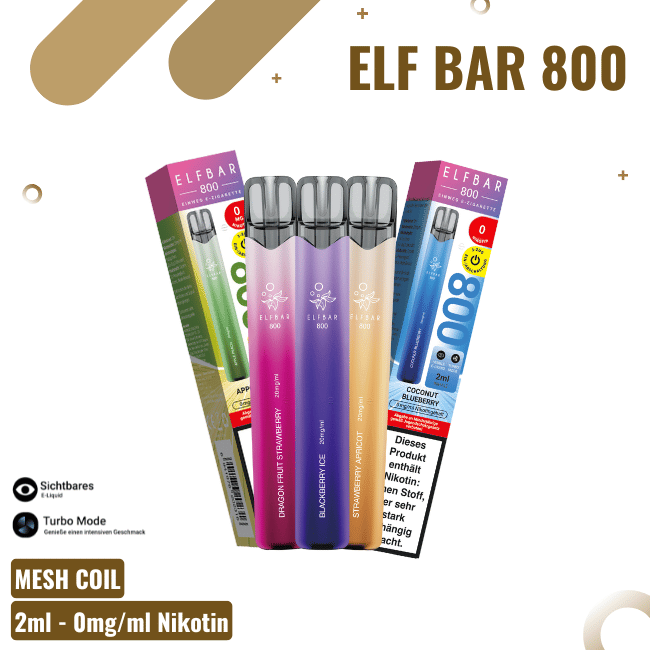 Elf Bar 800 - Alle Sorten - 0mg/ml Nikotin