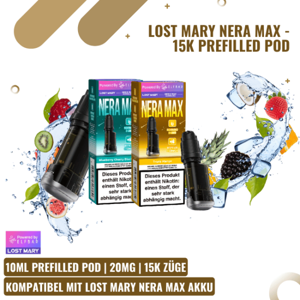 Lost Mary Nera Max 15K Pods – Alle Sorten, 10,99 €