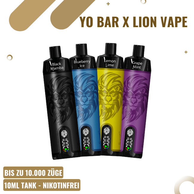 Yo Bar X Lion Vapes - Alle Sorten - 10.000 Züge