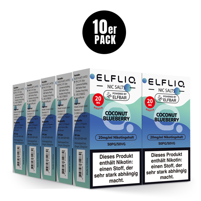 10er Pack Elf Bar Elfliq - Coconut Blueberry - 20mg/ml