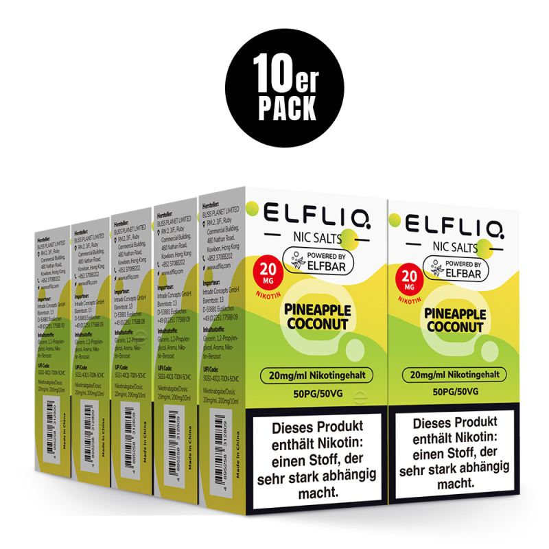 10er Pack Elf Bar Elfliq - Pineapple Coconut - 20mg/ml