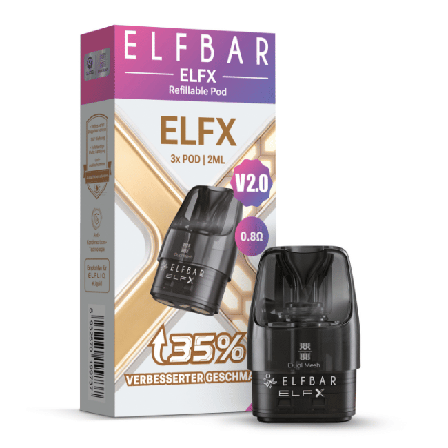 Elf Bar ELFX Refillable Pod V2.0 - 0,8 Ohm - 3er Pack