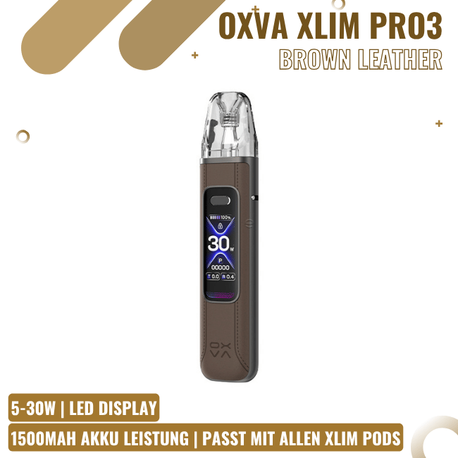 OXVA Xlim Pro 3 - Pod Kit - Brown Leather