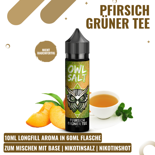 Owl Salt Longfill 10ml - Pfirsich Grüner Tee