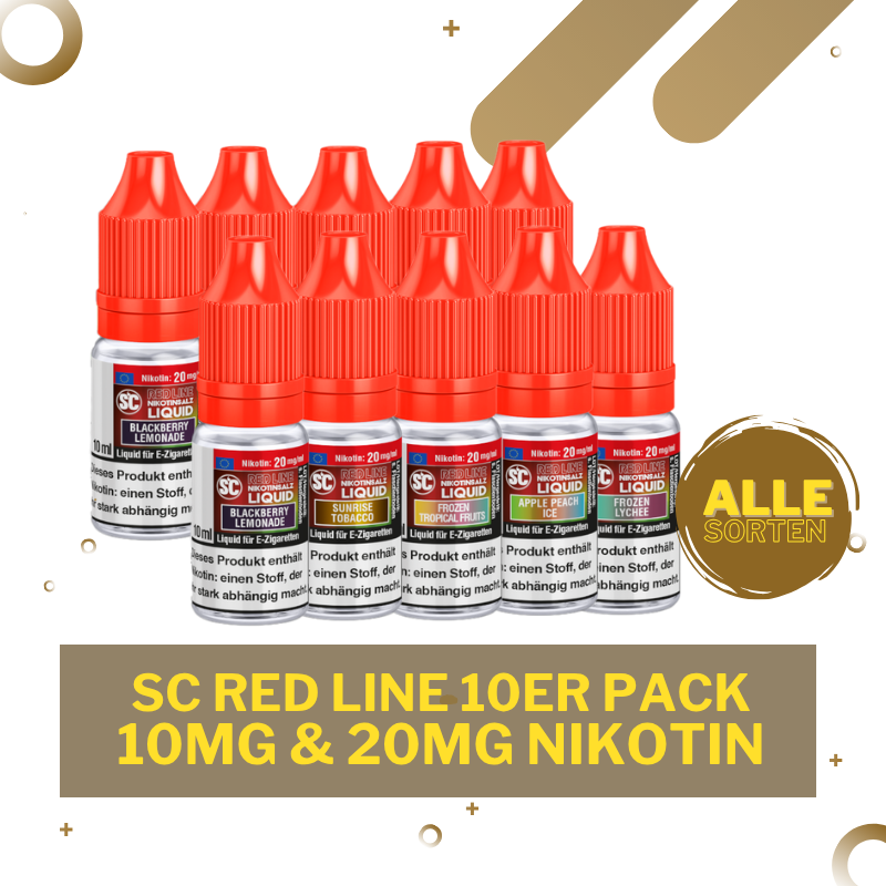 10er Pack SC Liquid Red Line - Alle Sorten - 10mg & 20mg Nikotin