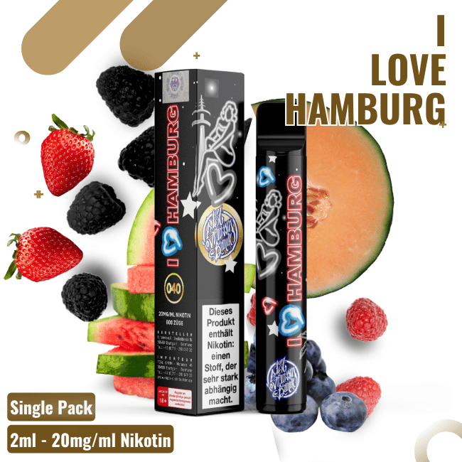 187 Vape - I Love Hamburg - Einweg E-Shisha - 600 Züge - mit Nikotin