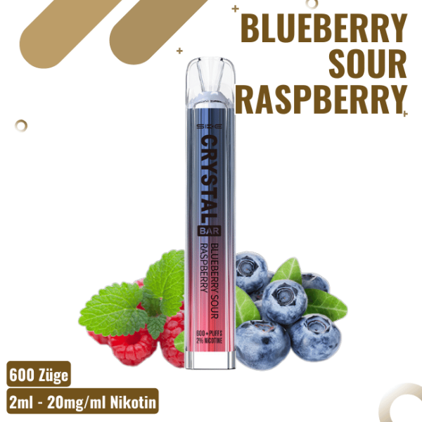 SKE Crystal Vape 600 - Blueberry Sour Raspberry - Einweg...