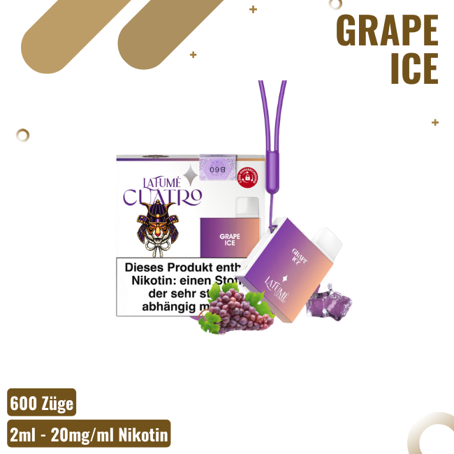 La Fume Cuatro - Grape Ice - Einweg E-Shisha - 600 Züge - 20mg
