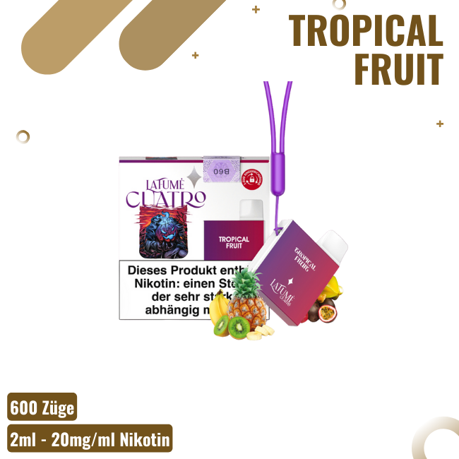 La Fume Cuatro - Tropical Fruit - Einweg E-Shisha - 600 Züge - 20mg