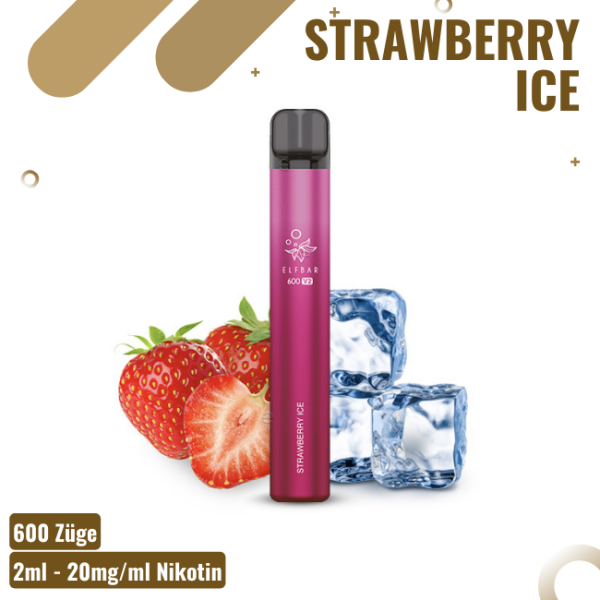 Elf Bar 600 V2 - Strawberry Ice - E-Zigarette - Mesh Coil