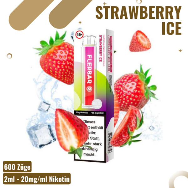 Flerbar Vape 600 - Strawberry Ice - Einweg E-Zigarette