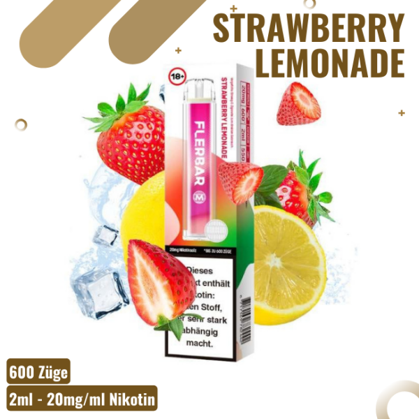 Flerbar Vape 600 - Strawberry Lemonade - Einweg E-Zigarette