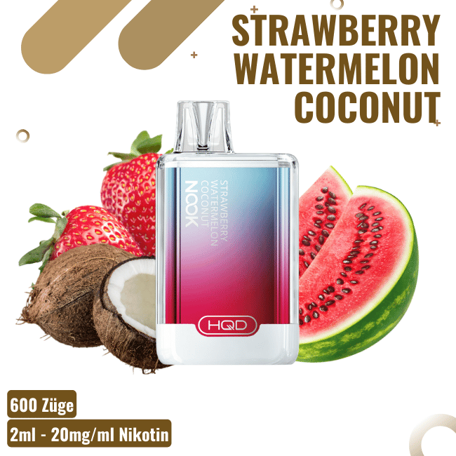 HQD Nook Vape - Strawberry Watermelon Coconut - Einweg...
