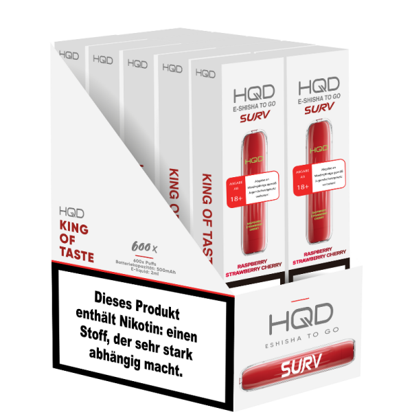 HQD Vape 600 - Raspberry Strawberry Cherry - 10er Pack -...