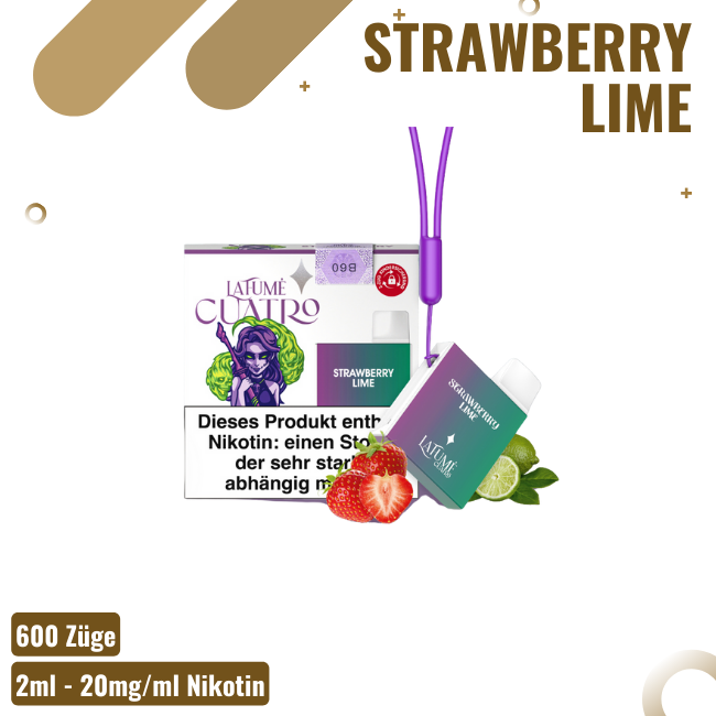La Fume Cuatro - Strawberry Lime - Einweg E-Shisha - 600 Züge - 20mg