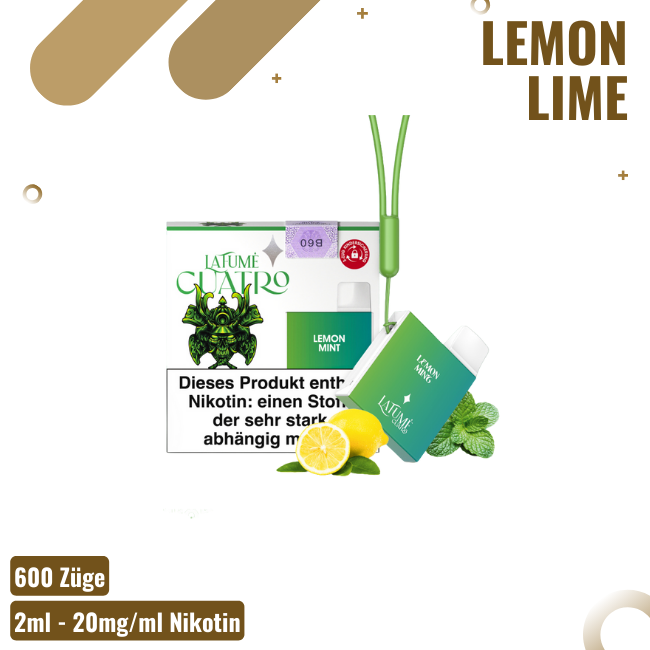 La Fume Cuatro - Lemon Mint - Einweg E-Shisha - 600 Züge - 20mg