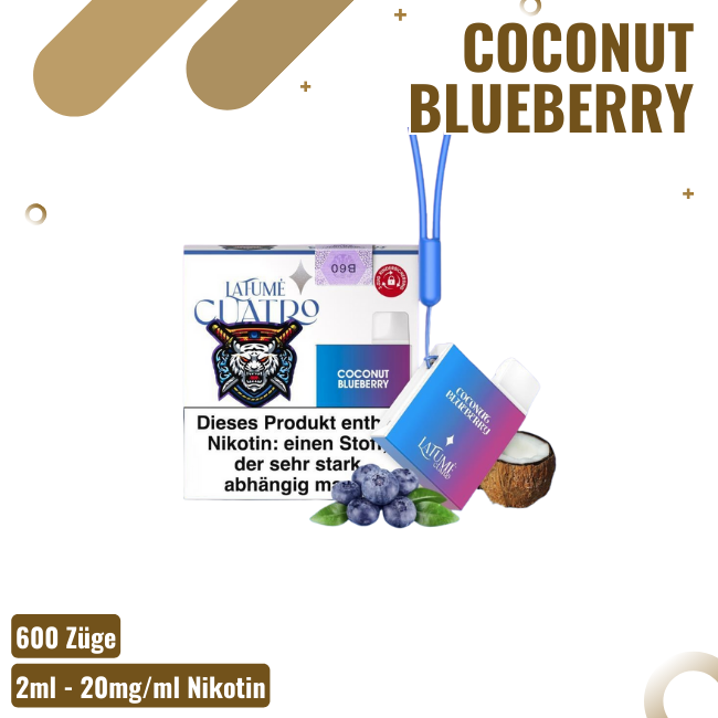 La Fume Cuatro - Coconut Blueberry - Einweg E-Shisha - 600 Züge - 20mg