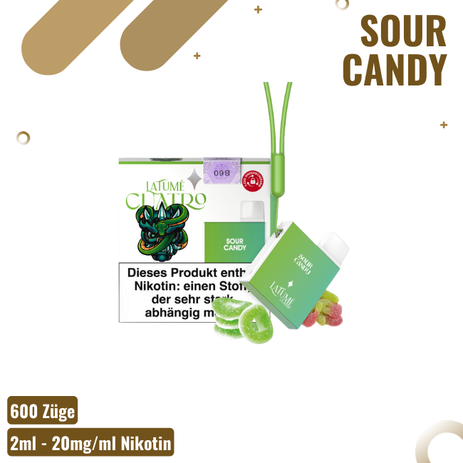 La Fume Cuatro - Sour Candy - Einweg E-Shisha - 600 Züge - 20mg