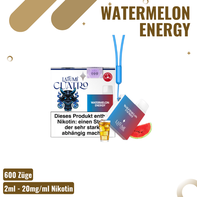 La Fume Cuatro - Watermelon Energy - Einweg E-Shisha - 600 Züge - 20mg