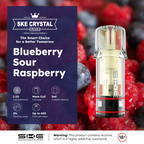 SKE Crystal Plus PODS - Blueberry Sour Raspberry - 2er Pack - 20mg/ml