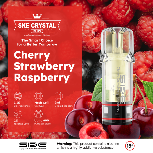 SKE Crystal Plus PODS - Cherry Strawberry Raspberry - 2er Pack - 20mg/ml