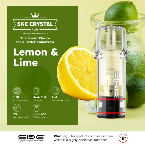 SKE Crystal Plus PODS - Lemon & Lime - 2er Pack - 20mg/ml