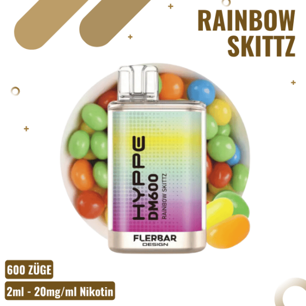 Flerbar Hyppe Vape DM600 - Rainbow Skittz - Einweg...