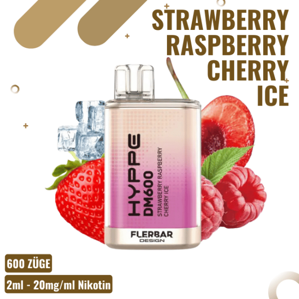 Flerbar Hyppe Vape DM600 - Strawberry Raspberry Cherry...