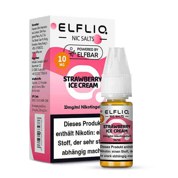 Elf Bar Elfliq 10ml - Strawberry Ice Cream - 10mg Nikotin...