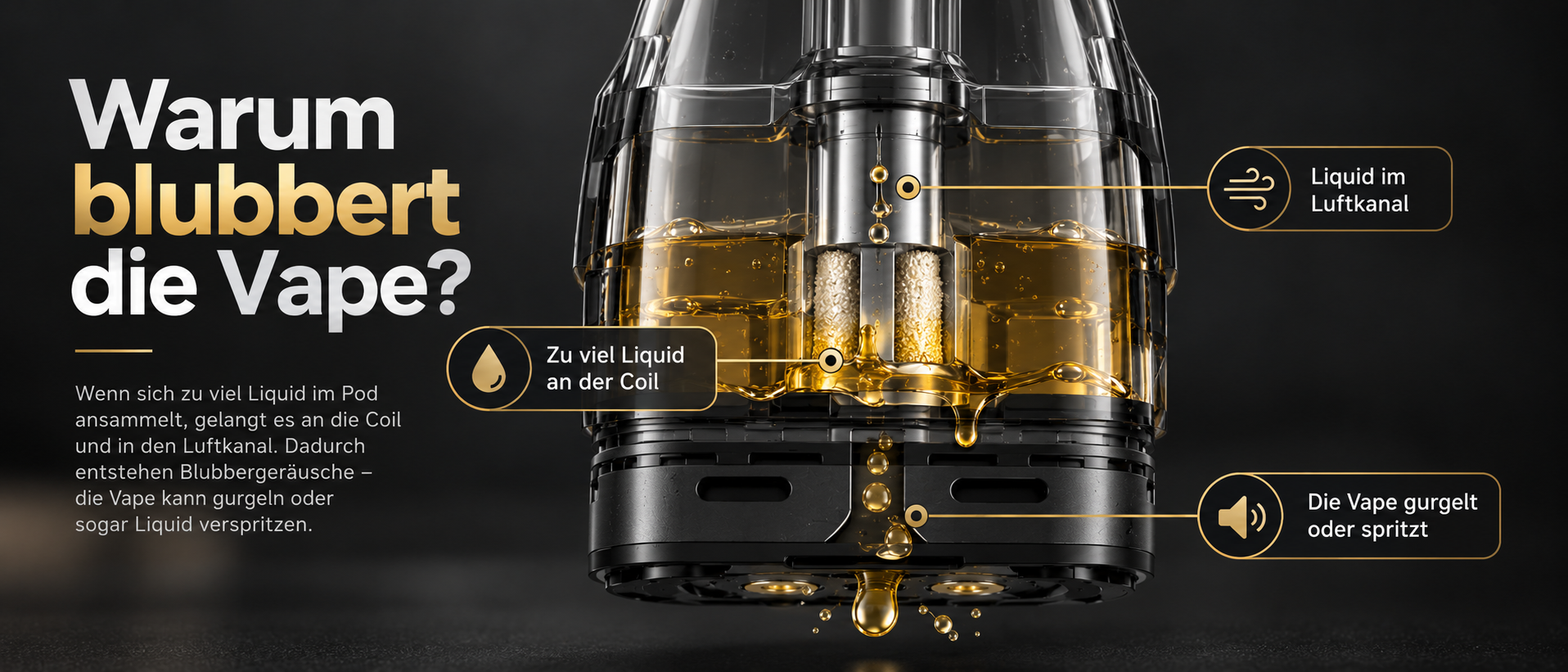 Warum blubbert die Vape? Zu viel Liquid an Coil und Luftkanal