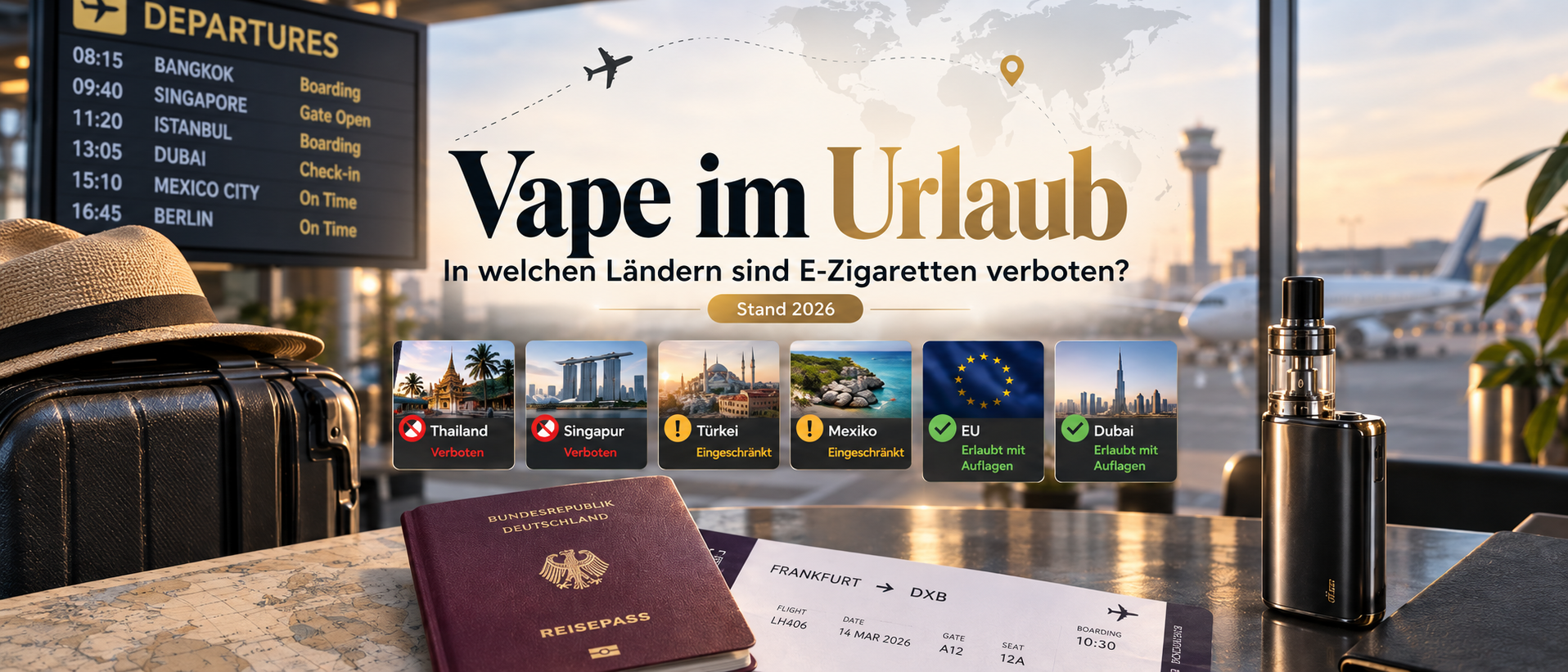 Vape im Urlaub – was ist erlaubt?